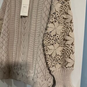 Elegant Beige Lace Sweater